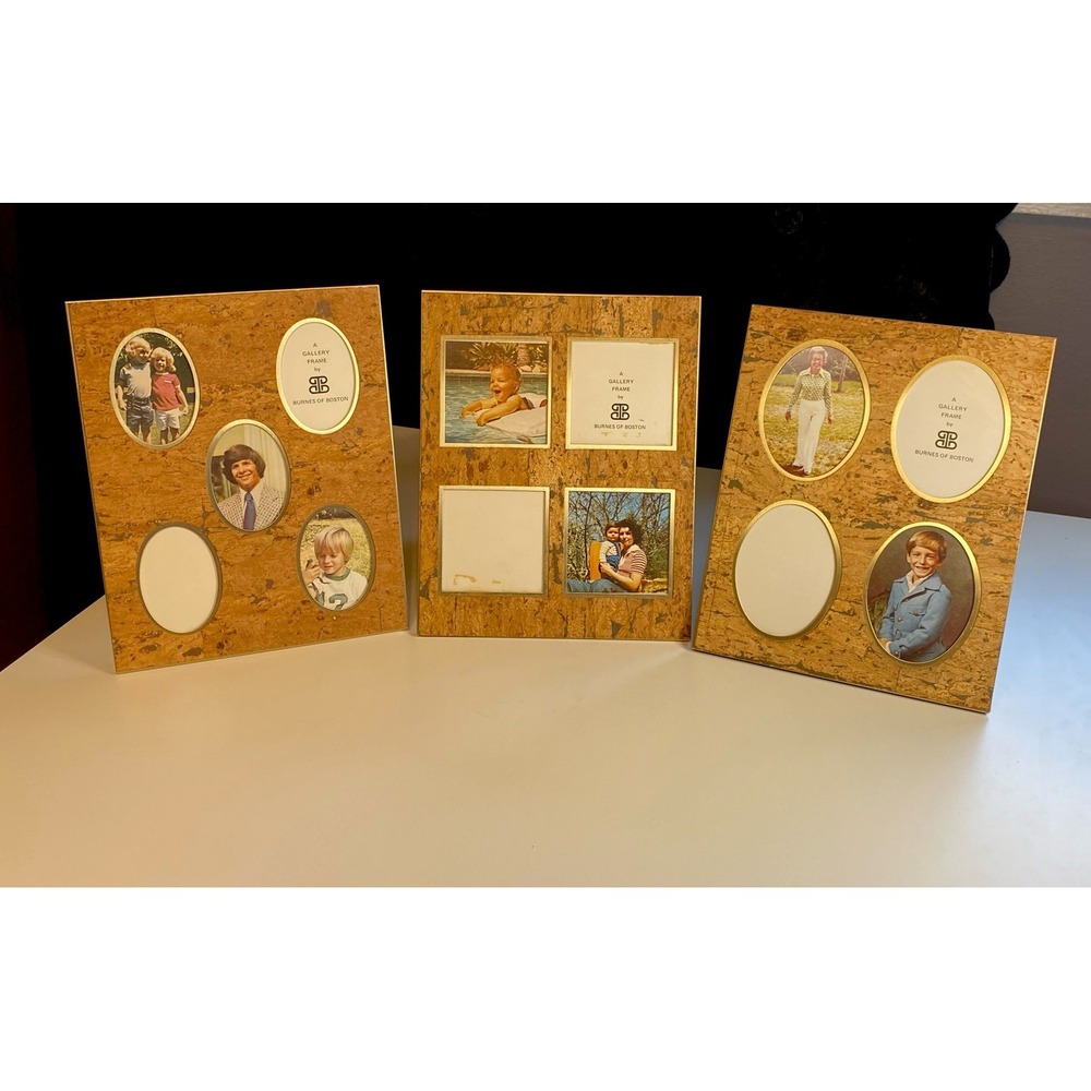 Vintage Burnes of Boston Picture Gallery Frames Cork and Brass New Set of 3